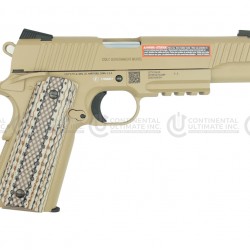 Colt 1911 w/Rail, CO2 Full Metal Blowback Pistol - Tan