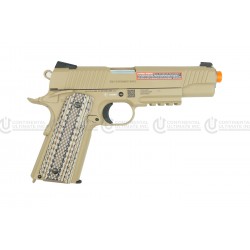 Colt 1911 w/Rail, CO2 Full Metal Blowback Pistol - Tan