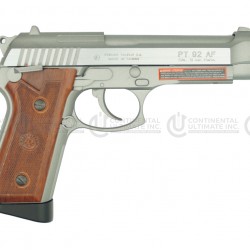 Taurus PT92 CO2 Full Metal Blowback Pistol, Semi/FULL Auto- Silver/Wood Style Grip